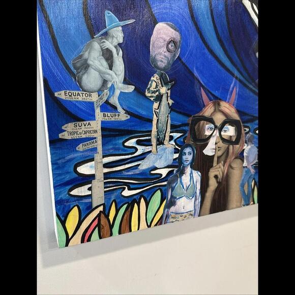 Bruce Reynolds Collage Original Art 2007 The Spot 20” X 20” - Picture 8 of 12